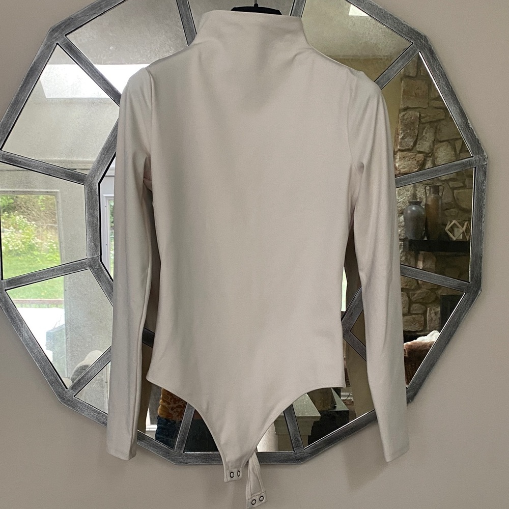 Express Cream Long Sleeve Body Contouring Collection Bodysuit